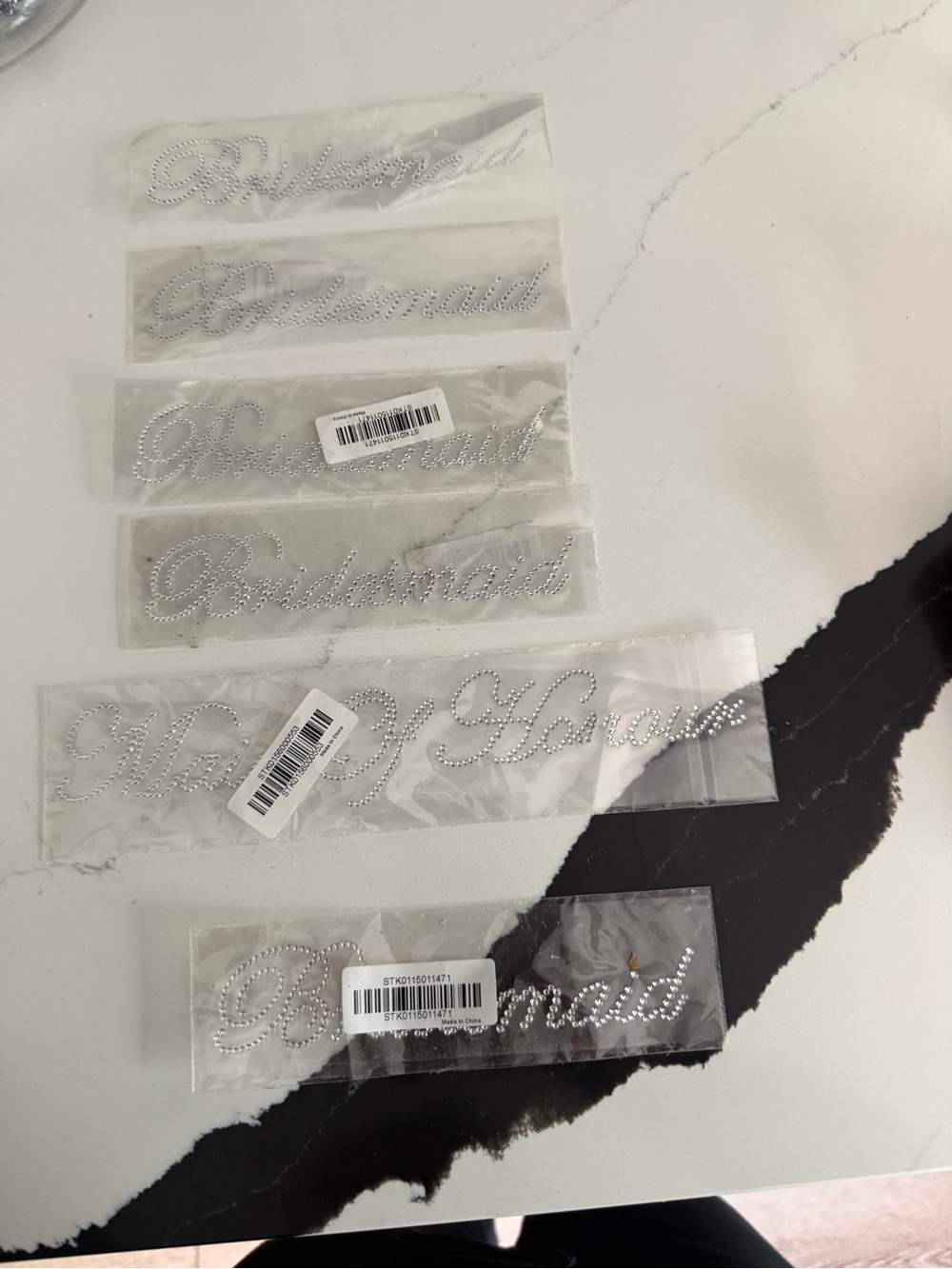Rhinestone 'Bridesmaid' & 'Maid of Honor' Iron-On Crystal Transfers